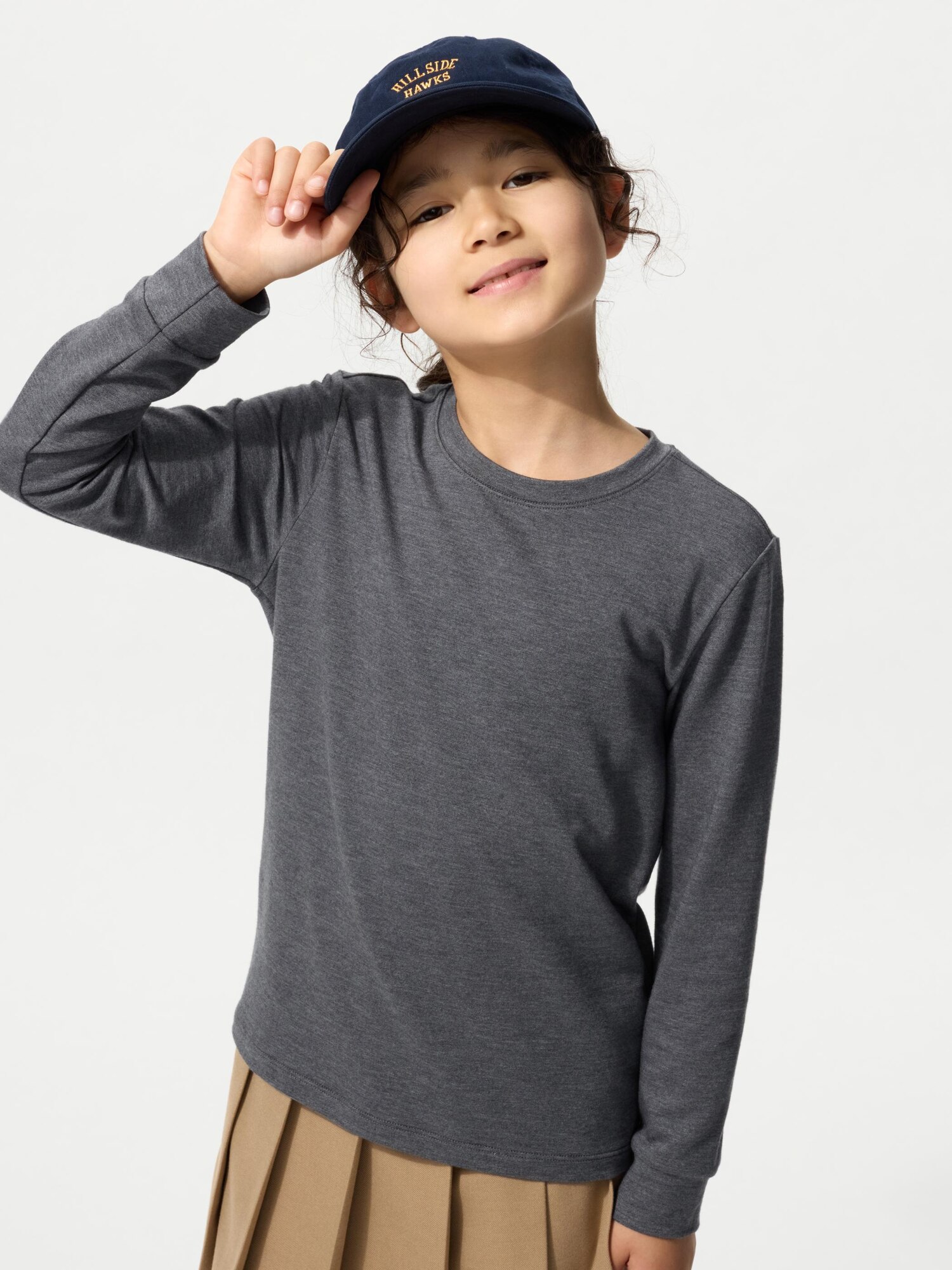 Детская футболка с длинными рукавами Heattech Extra Warm Cotton с круглым вырезом