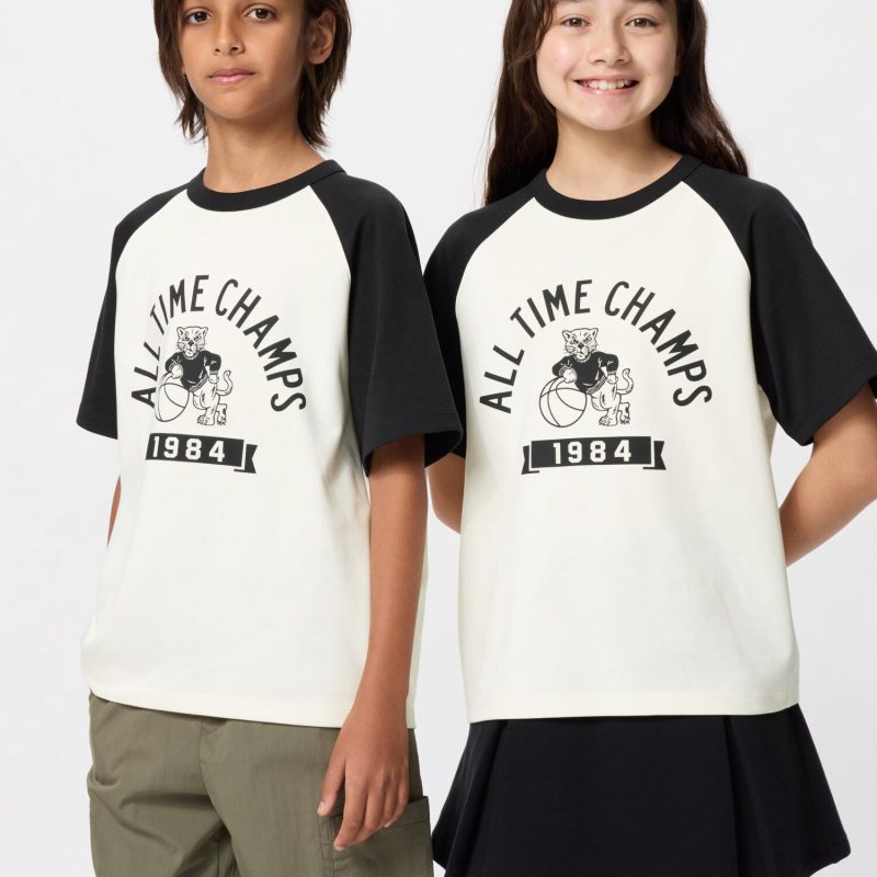 Детская футболка KIDS AIRism с рисунком, круглый вырез, реглан