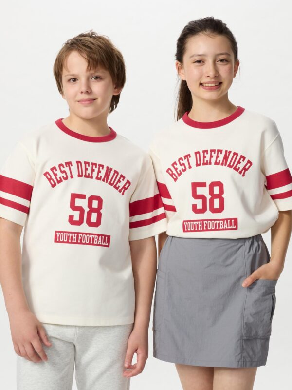 Детская футболка с круглым вырезом из хлопка AIRism с графическим принтом (линии)