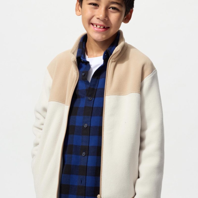 Детская флисовая куртка с капюшоном (цветные блоки)