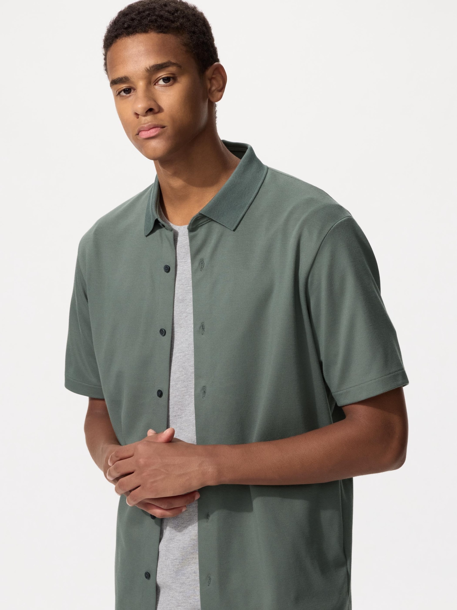 Поло из хлопка с технологией AIRism, с полной застежкой-молнией