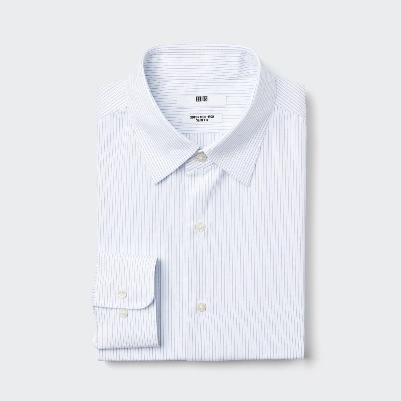 Рубашка Super Non-Iron Slim Fit (обычный воротник, в полоску)