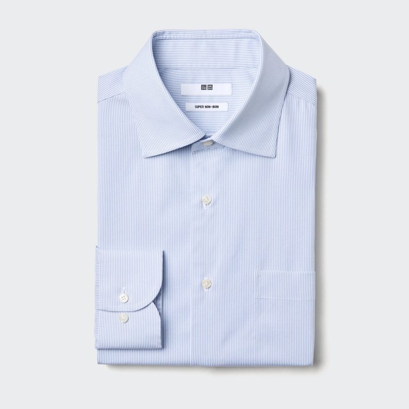 Рубашка суперне мнущаяся (длинный рукав, полуширокий воротник) в полоску