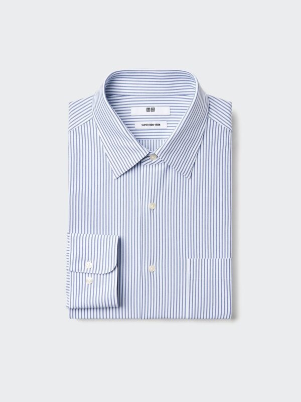 Футболка Super Non-Iron из джерси (с длинными рукавами, с воротником на пуговицах) в полоску A