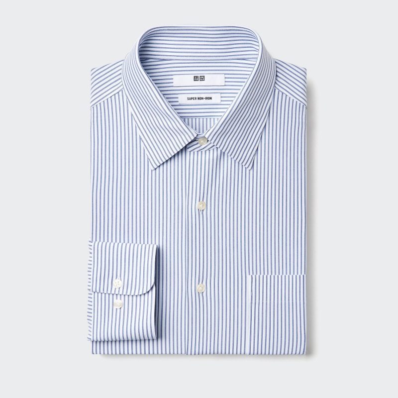 Футболка Super Non-Iron из джерси (с длинными рукавами, с воротником на пуговицах) в полоску A