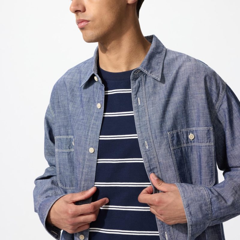 Рубашка из шамбрея с длинным рукавом