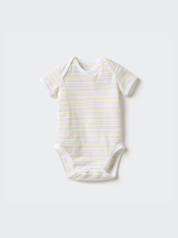 Футболка-боди из хлопковой сетки с коротким рукавом, однотонная/в полоску