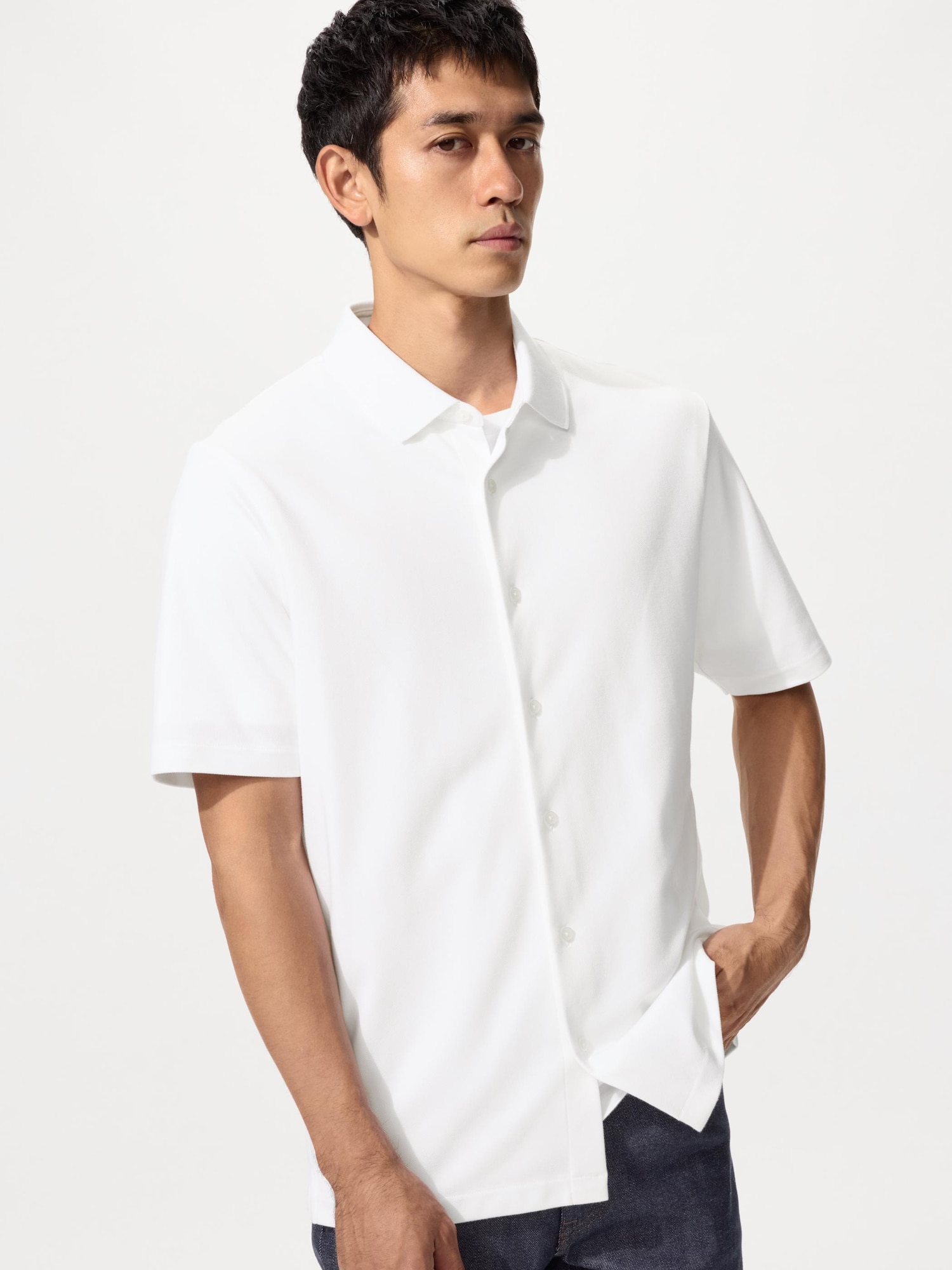 Поло из хлопка с технологией AIRism, с полной застежкой-молнией