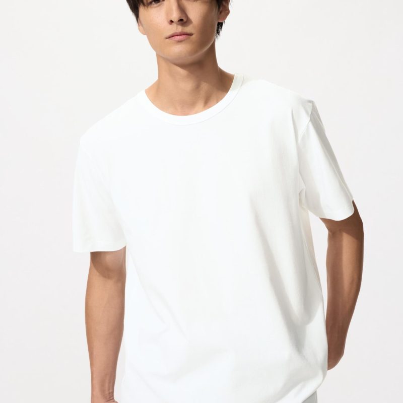 Футболка с круглым вырезом из хлопка AIRism (короткий рукав)