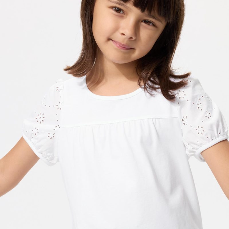 Девочки, футболка с пышными рукавами (вышивка)