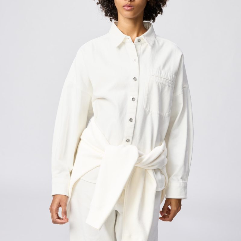 Рубашка-куртка из денима, свободного кроя