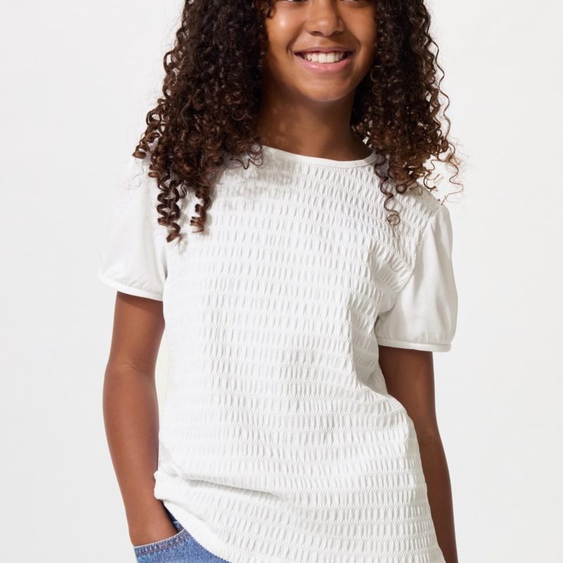 Девочки, топ с пышными рукавами и сборками