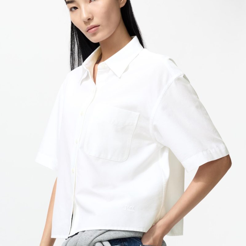 Рубашка из оксфордской ткани, свободного кроя (короткий рукав)