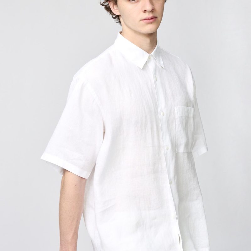 Рубашка оверсайз из премиального льна (короткий рукав)