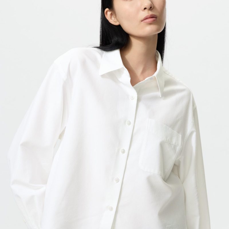 Рубашка из оксфордской ткани с прямым кроем (длинный рукав)