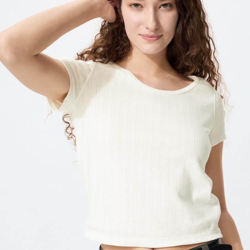 Мини-футболка с круглым вырезом из тонкого трикотажа