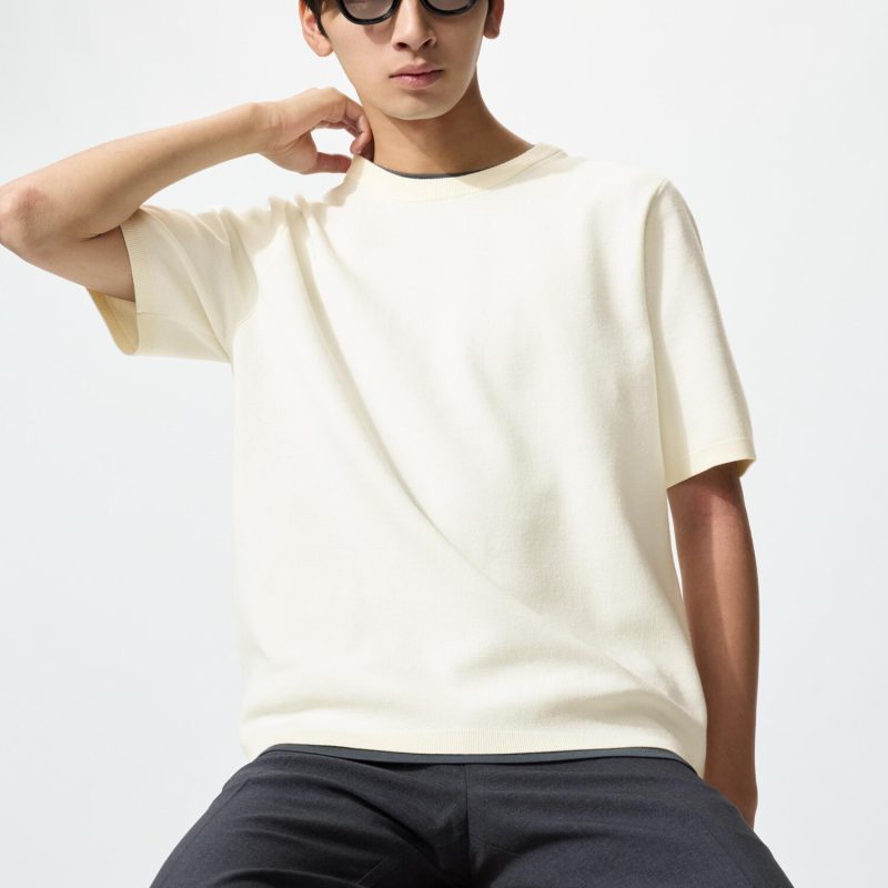 Футболка из вязаного трикотажа, стираемая, с рипсом в стиле Милано (с коротким рукавом)