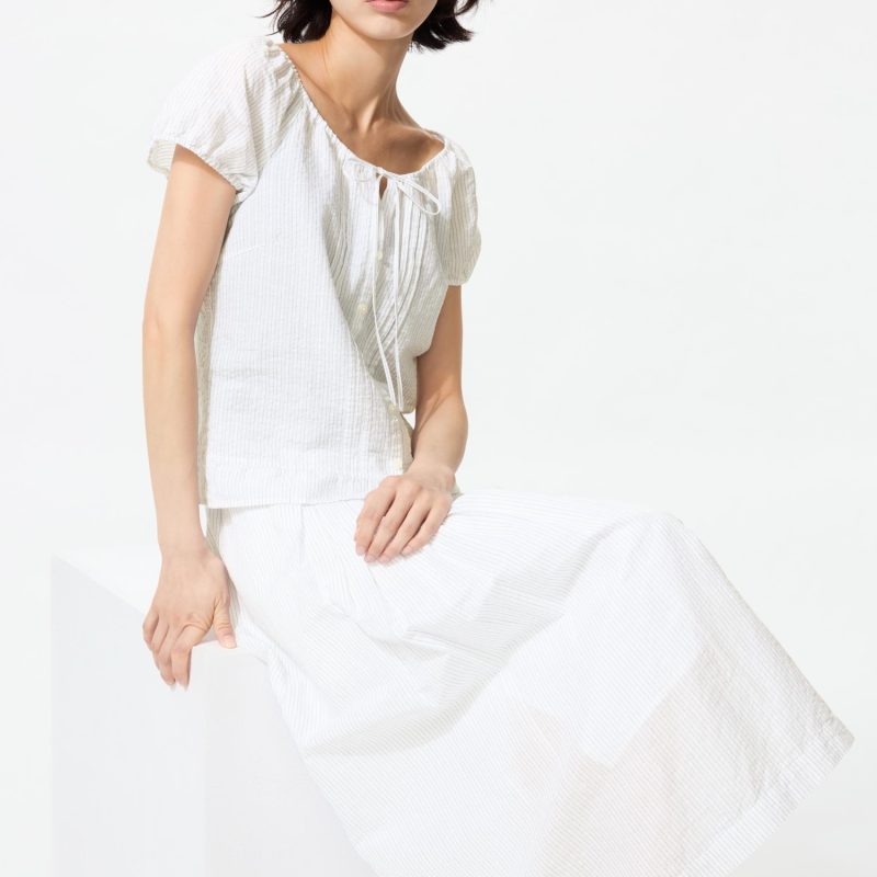 Длинная юбка из смесовой льняной ткани (длина юбки 75–79 см)