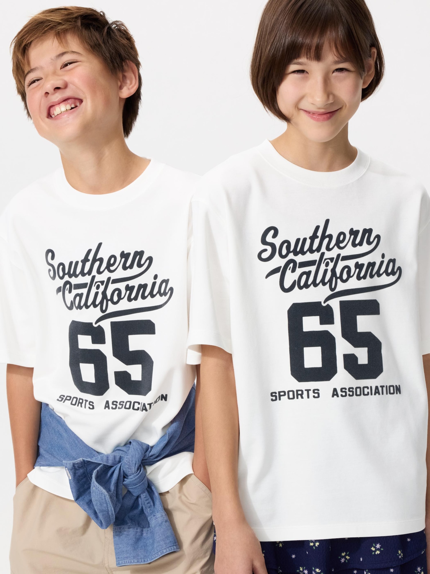 Детская футболка с круглым вырезом, хлопок и AIRism, с принтом