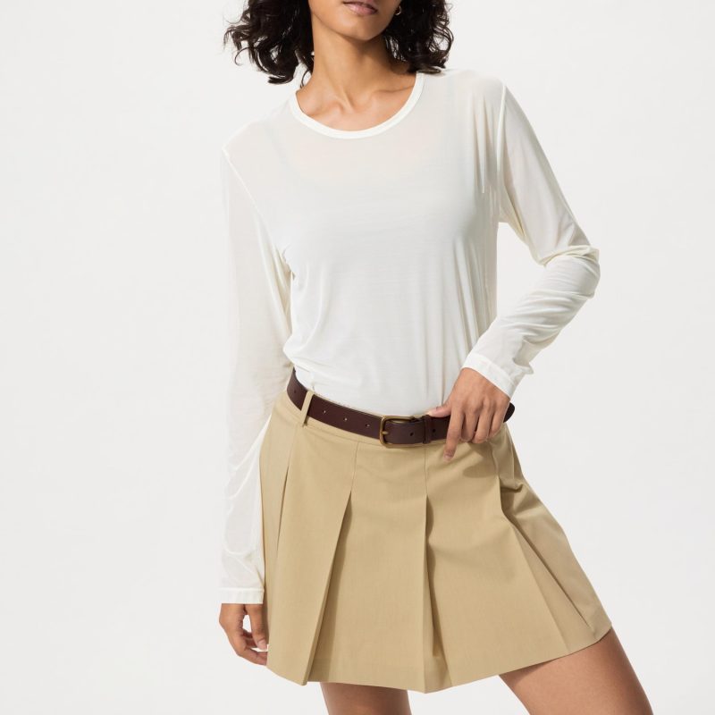 Футболка с сетчатым узором, длинный рукав