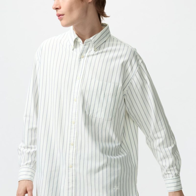 Оксфордская рубашка оверсайз (с длинным рукавом) в полоску B