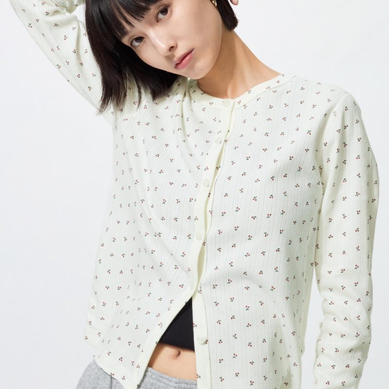 Пуловер-кардиган с принтом (длинный рукав)