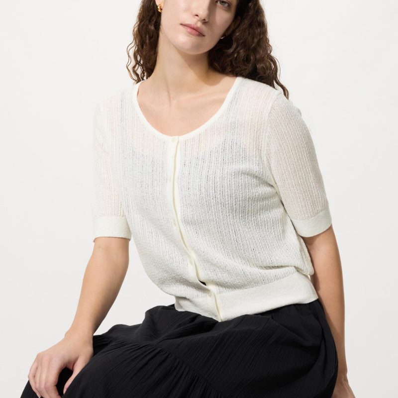 Свободный кардиган с круглым вырезом (короткий рукав)