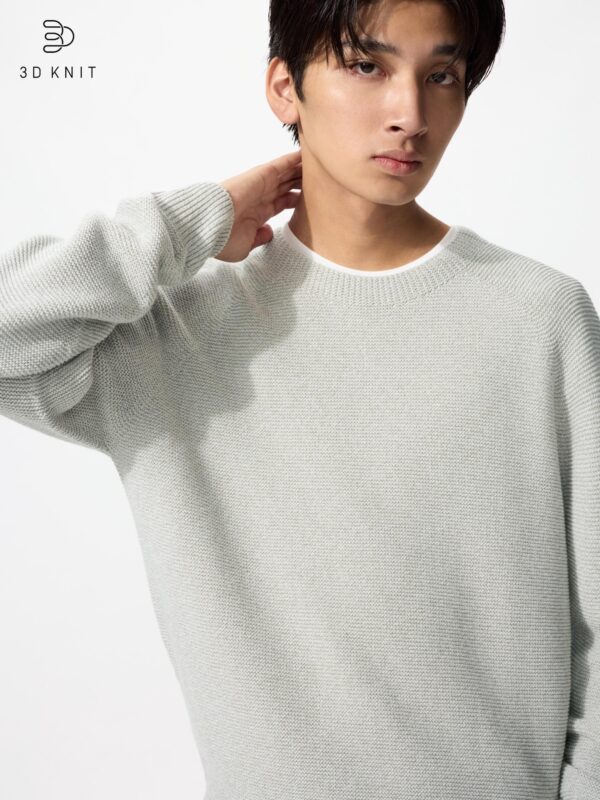 Свободный свитер с круглым вырезом из 3D-трикотажа, подходит для стирки