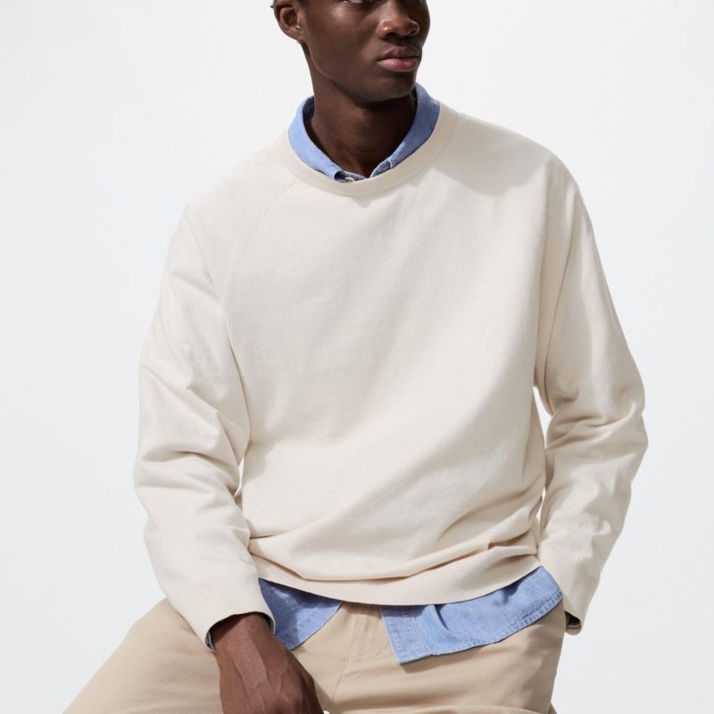 Свитер с круглым вырезом из смесовой хлопковой ткани, подходит для стирки