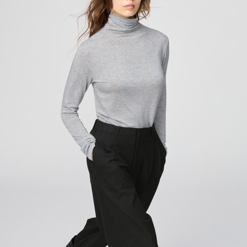 Теплая футболка Heattech с воротником-гольфом из кашемировой смеси (длинный рукав) Extra Warm