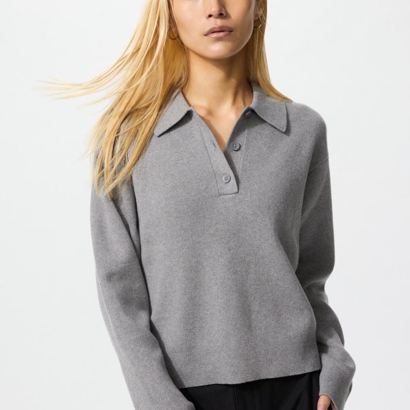 Свитер-поло из гладкого хлопка