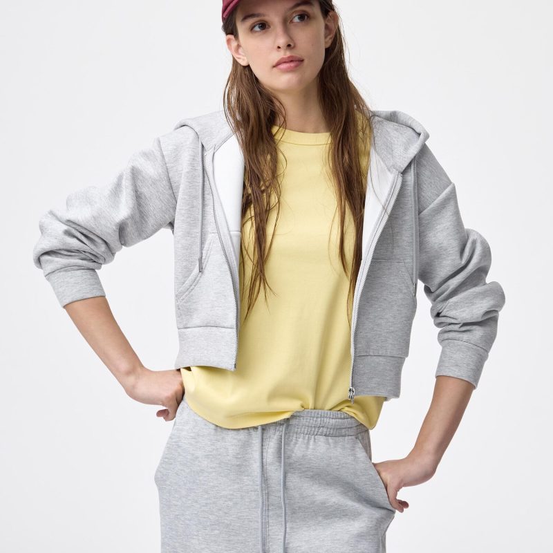 GU Пуф-свитер с капюшоном и молнией