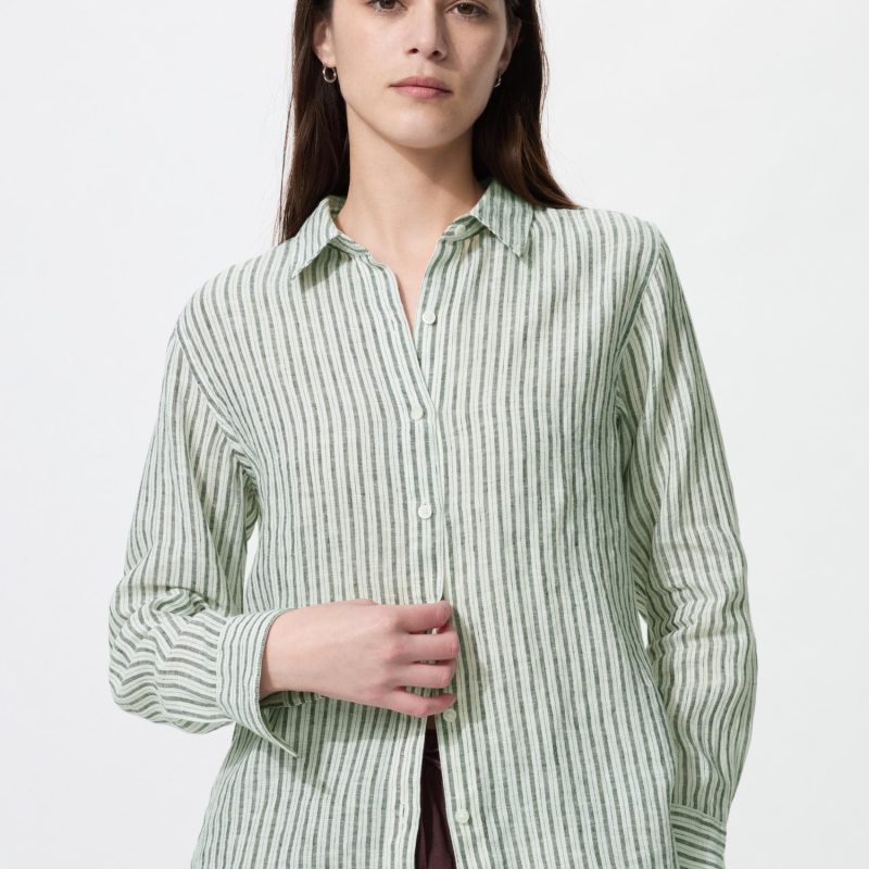 Рубашка из премиального льна (с длинным рукавом) в полоску B