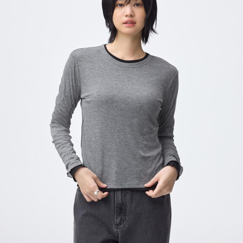 Мягкая кулирная футболка с круглым вырезом GU (длинный рукав)