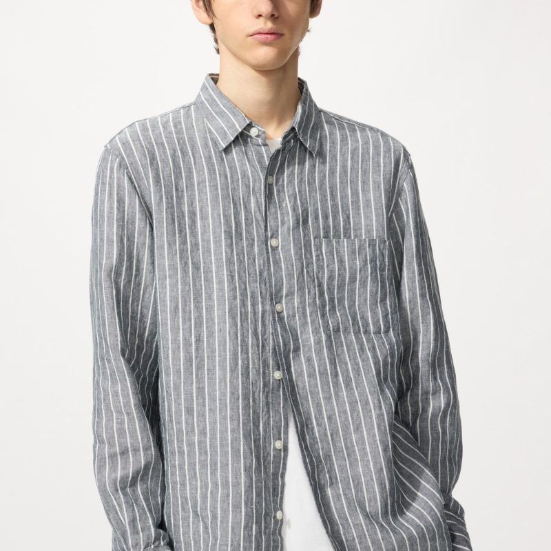 Рубашка из премиум-льна (длинный рукав), полоска A