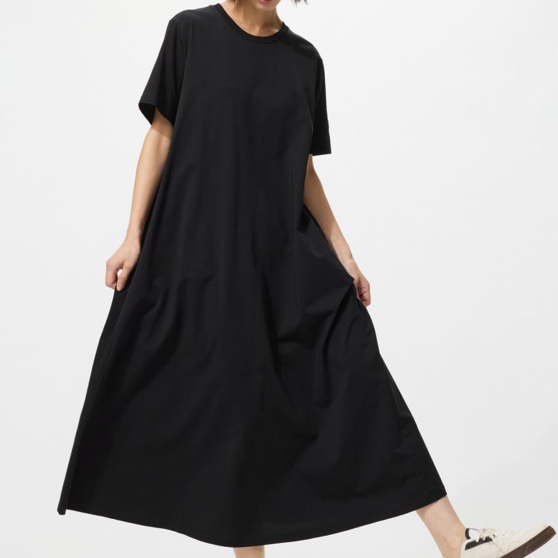 Платье-футболка из хлопка AIRism (с коротким рукавом)