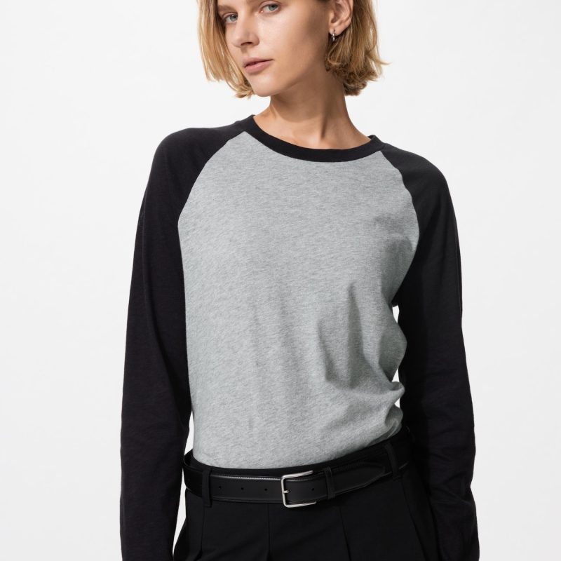 Футболка из слабого хлопка с регланом (длинный рукав)