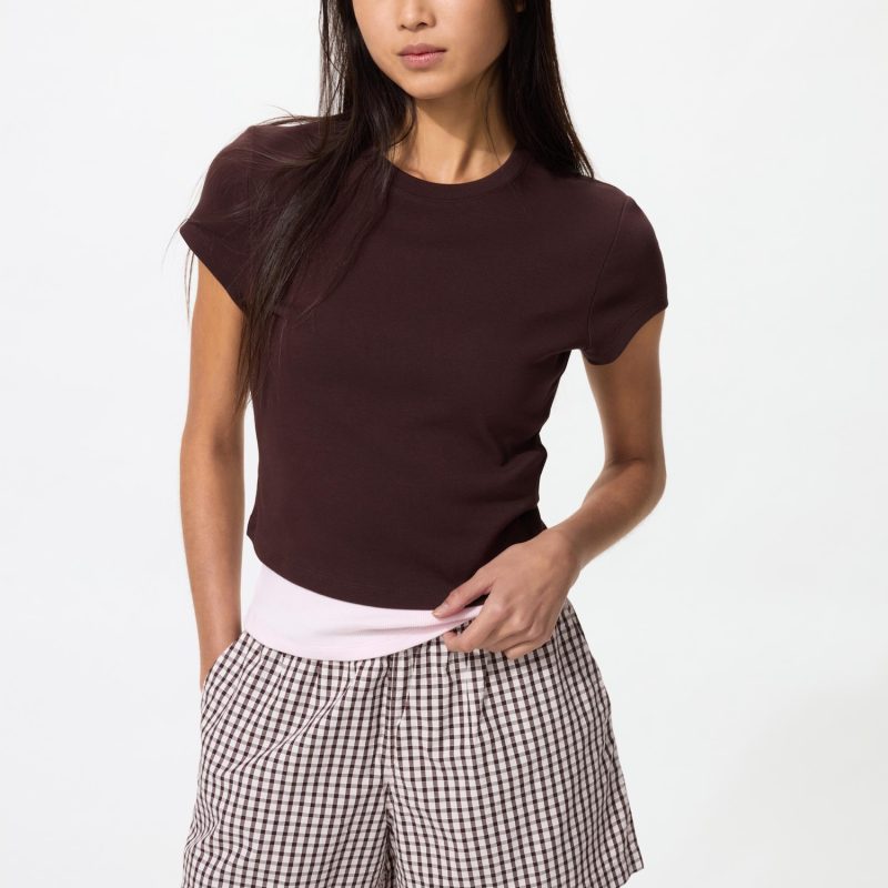 Хлопковые брюки чинос короткие (в клетку)