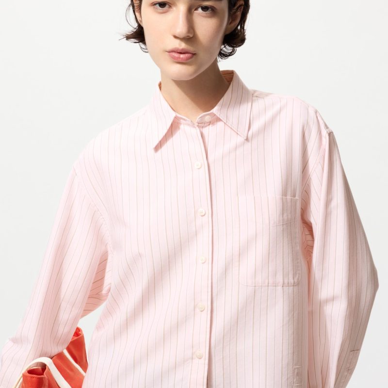 Рубашка из оксфордской ткани с принтом в полоску (длинный рукав)