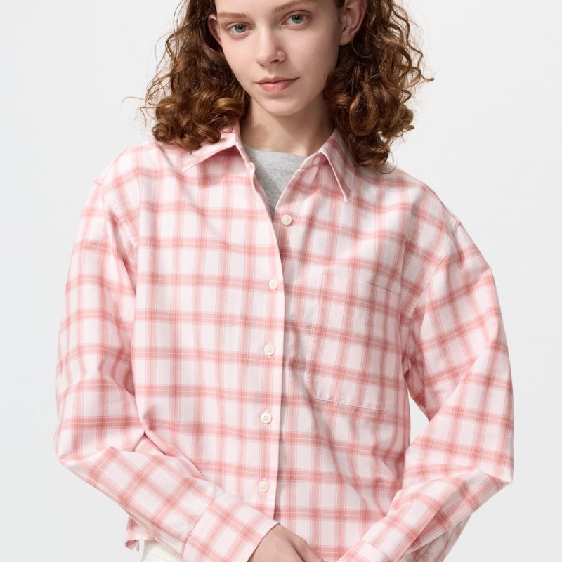 Рубашка оксфордского сатина с чек-принтом (длинный рукав)