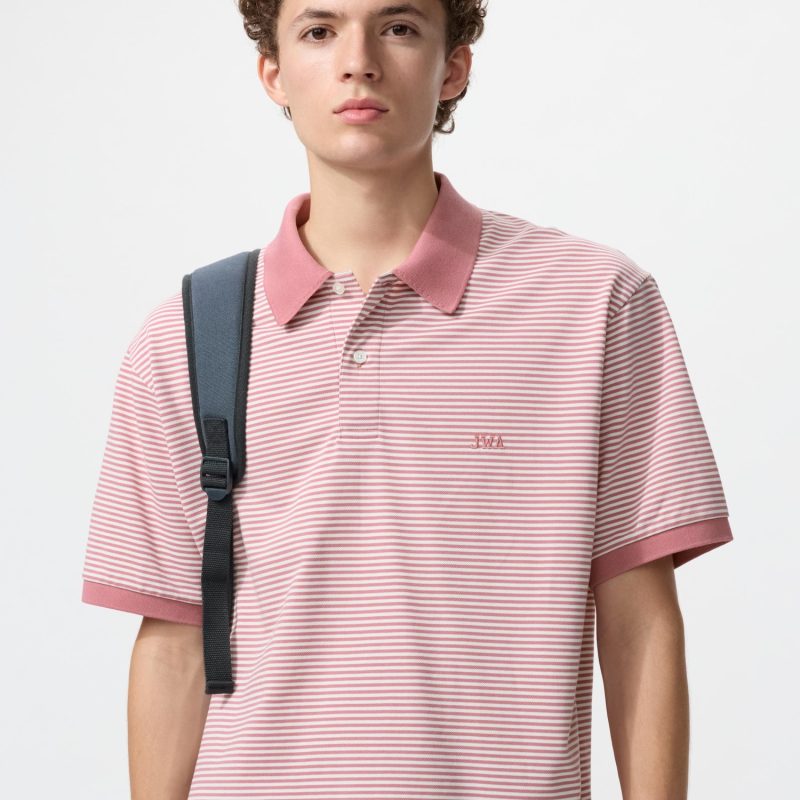 Поло из сухой ткани с узким вязаным узором