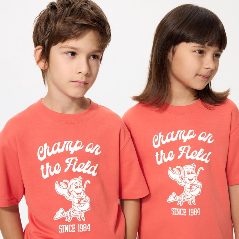 Детская футболка с круглым вырезом, хлопок и AIRism, с принтом