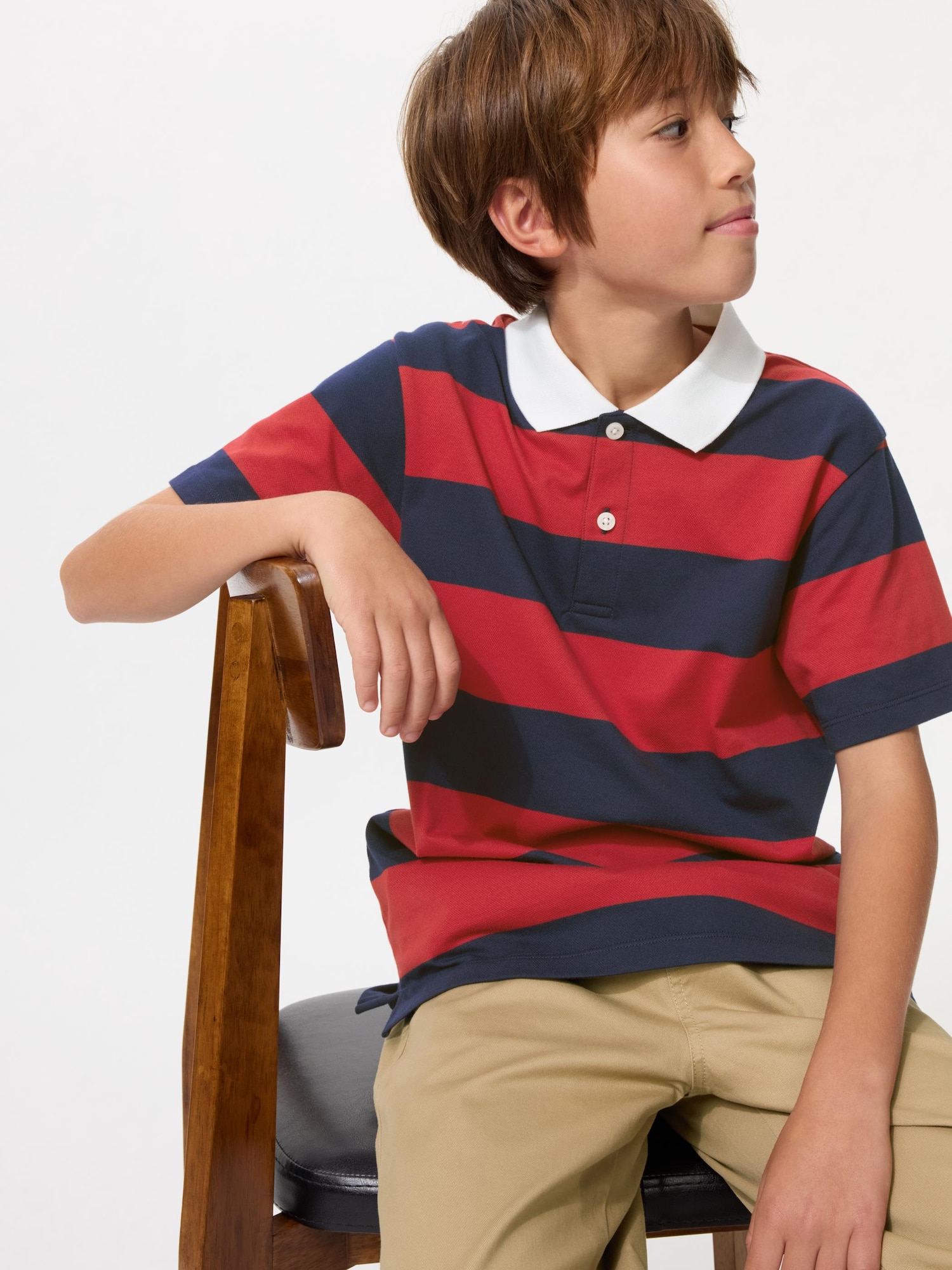 Детская футболка-поло из сухой ткани с полосками