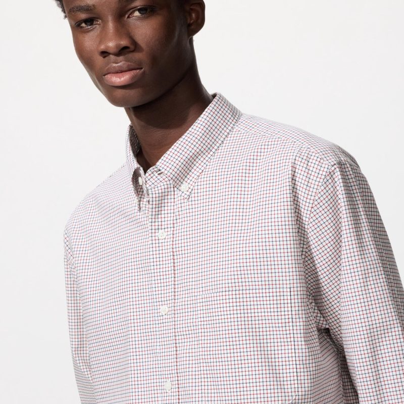 Рубашка из грубой ткани (с длинными рукавами, с воротником-стойкой и пуговицами) в клетку C
