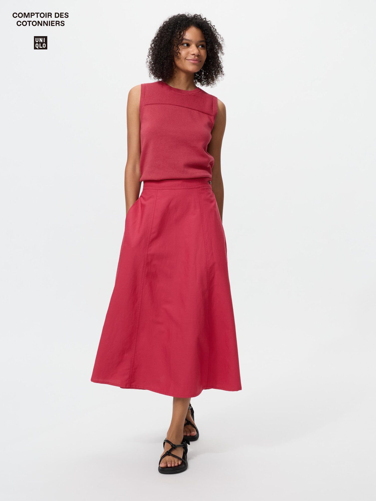 리넨블렌드플레어스커트