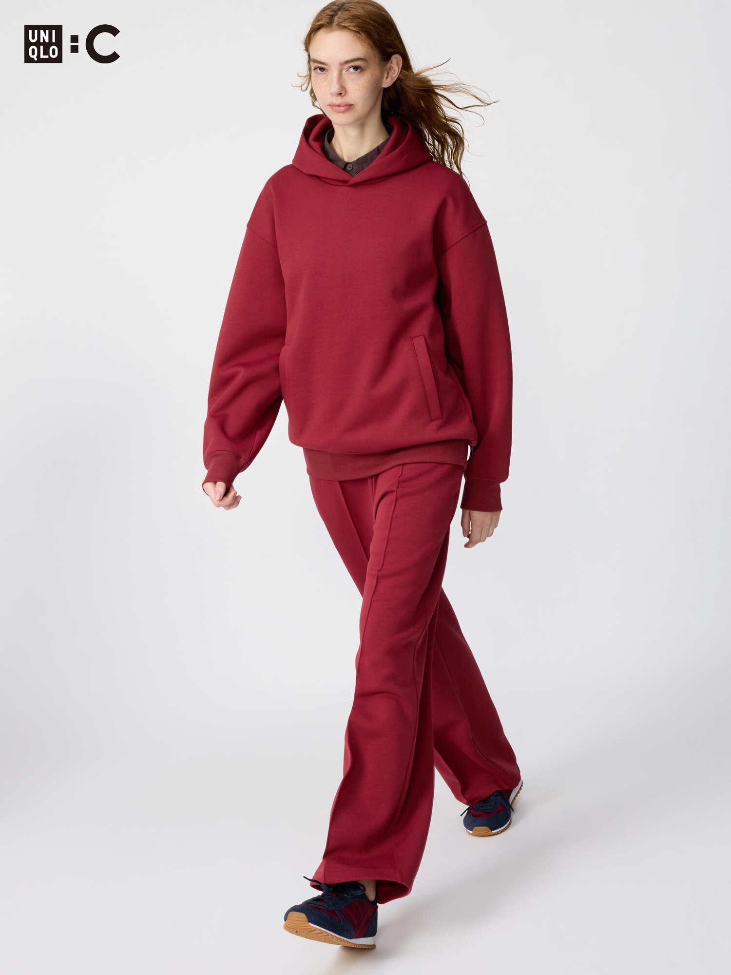 Свитшотные прямые брюки (длина ноги 74–77 см, удлинённые)