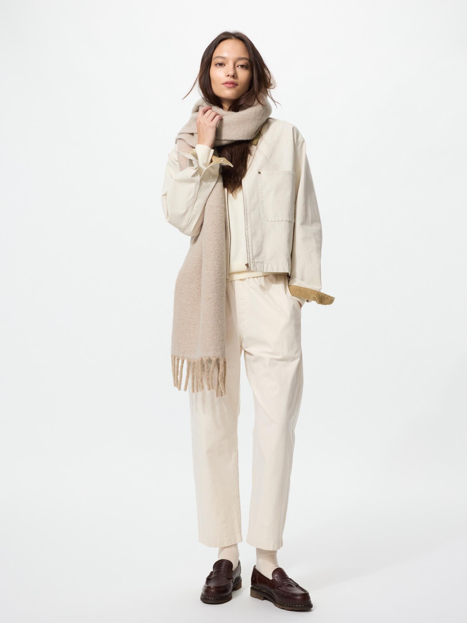 Хлопковые укороченные брюки свободного кроя (длина штанин 61~63 см)