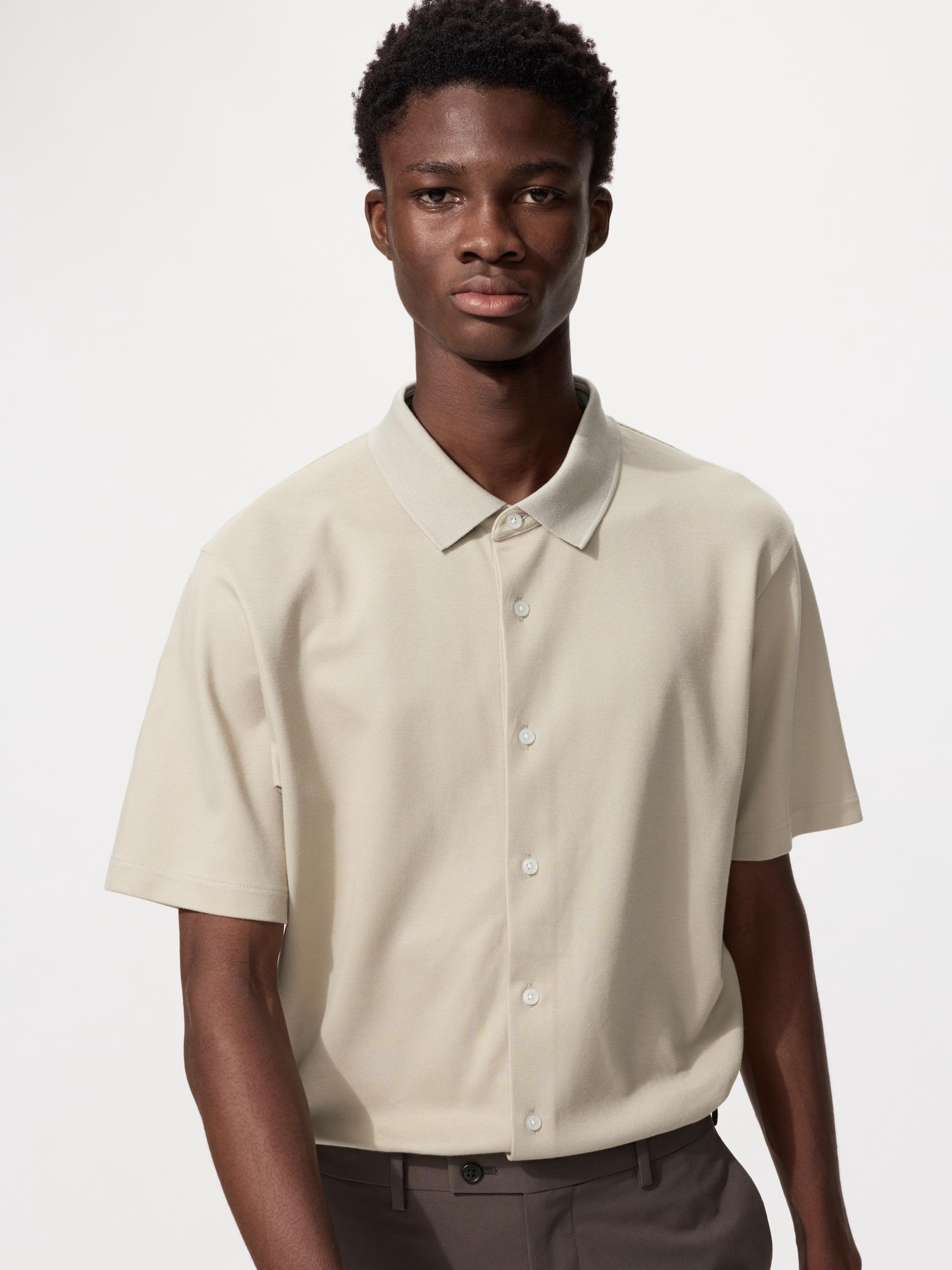 Поло из хлопка с технологией AIRism, с полной застежкой-молнией