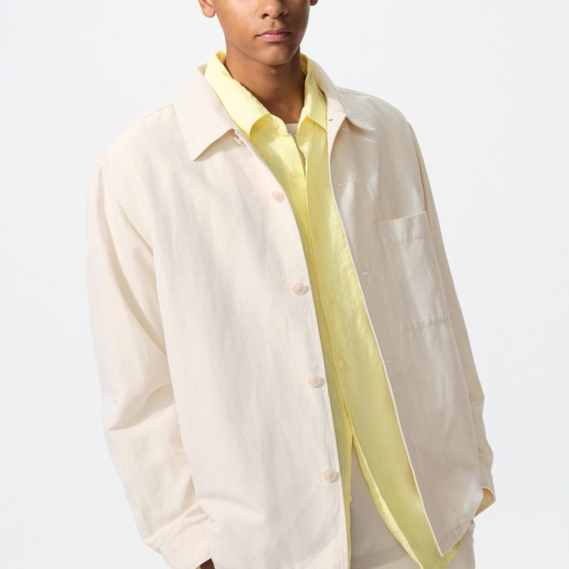 Хлопково-льняная рубашка-куртка (с длинным рукавом)