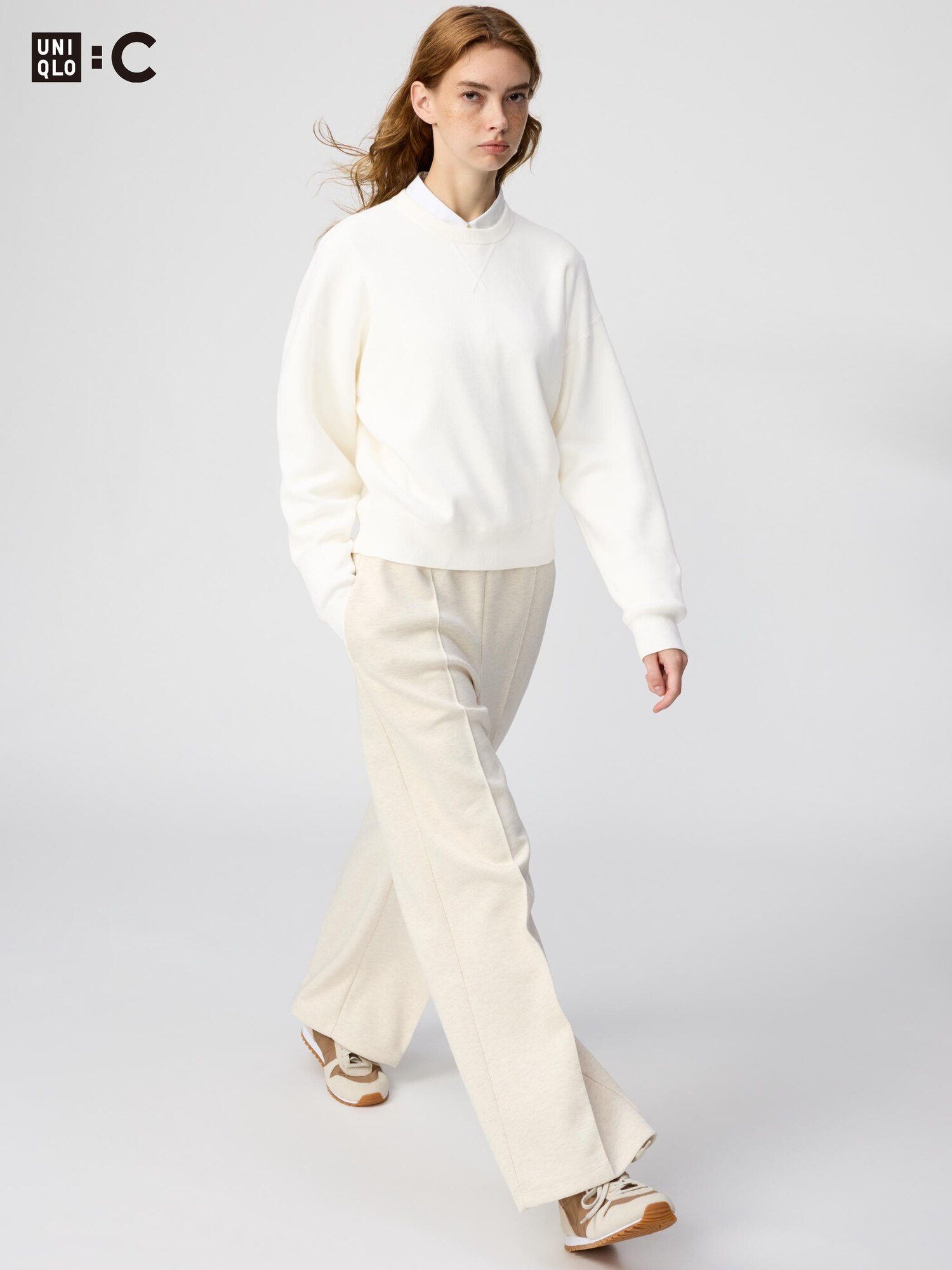 Свитшотные прямые брюки (длина ноги 74–77 см, удлинённые)